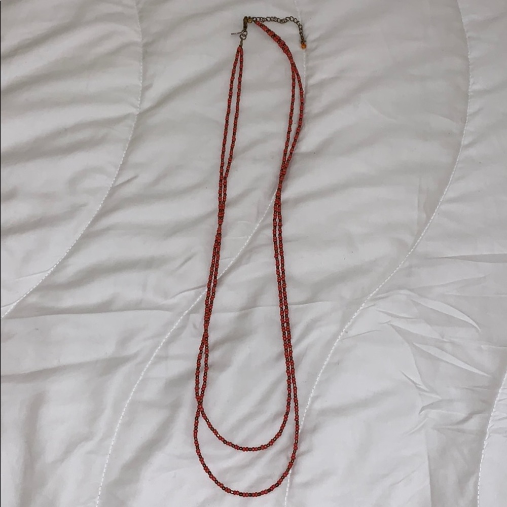 Peach long layered necklace